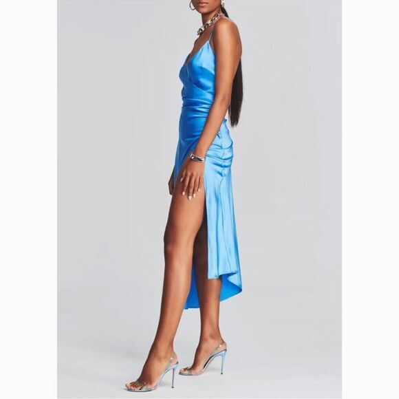 NWT Ser.O.Ya Emma Dress Marina Blue Medium Silk Revolve - Picture 12 of 15